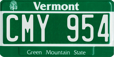 VT license plate CMY954