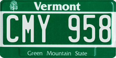 VT license plate CMY958
