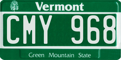 VT license plate CMY968