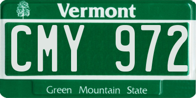 VT license plate CMY972