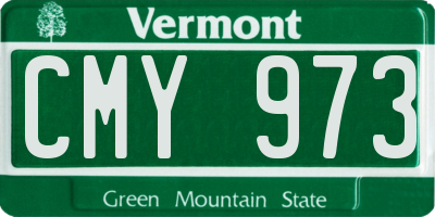 VT license plate CMY973
