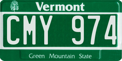 VT license plate CMY974