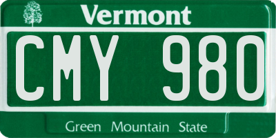 VT license plate CMY980