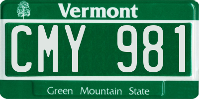 VT license plate CMY981