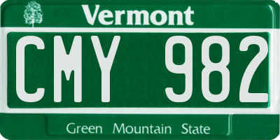 VT license plate CMY982