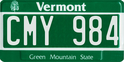VT license plate CMY984