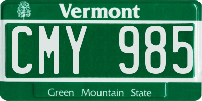 VT license plate CMY985