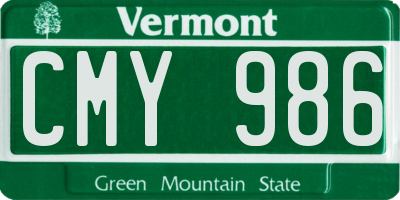 VT license plate CMY986