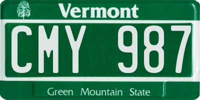 VT license plate CMY987