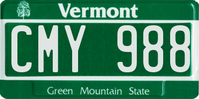 VT license plate CMY988