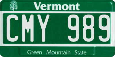 VT license plate CMY989
