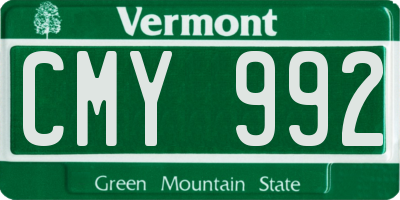 VT license plate CMY992