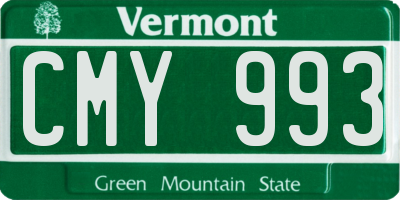 VT license plate CMY993