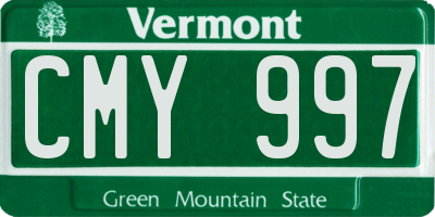 VT license plate CMY997