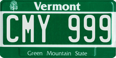 VT license plate CMY999