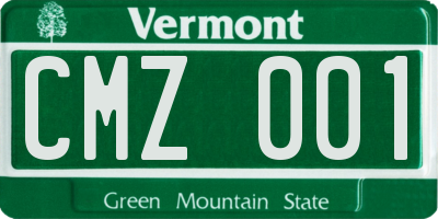 VT license plate CMZ001