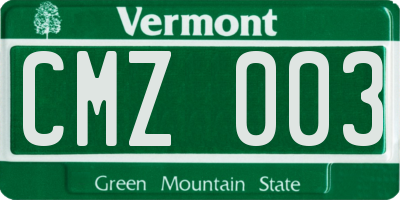 VT license plate CMZ003