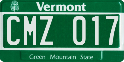 VT license plate CMZ017