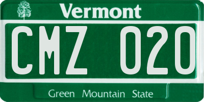 VT license plate CMZ020