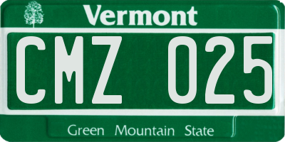 VT license plate CMZ025