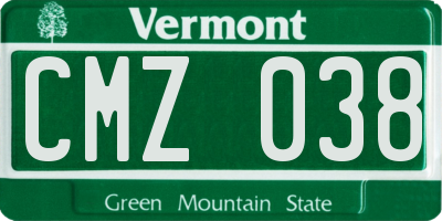 VT license plate CMZ038