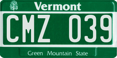 VT license plate CMZ039