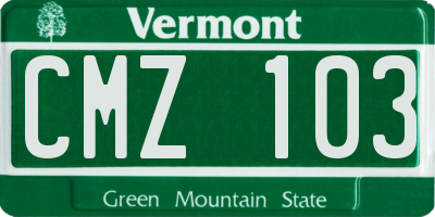 VT license plate CMZ103