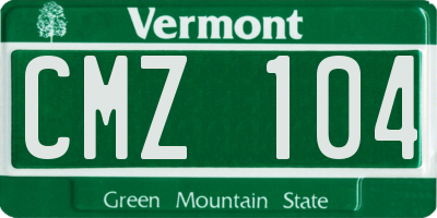 VT license plate CMZ104