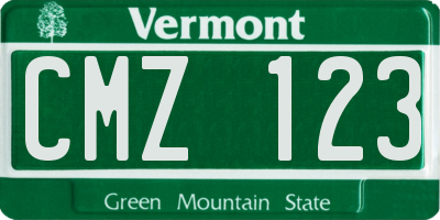 VT license plate CMZ123