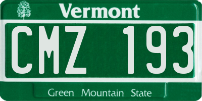 VT license plate CMZ193