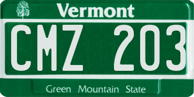 VT license plate CMZ203