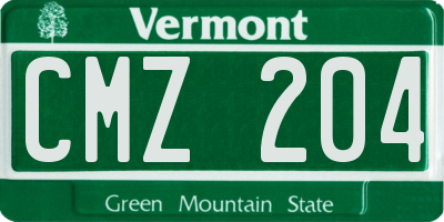 VT license plate CMZ204