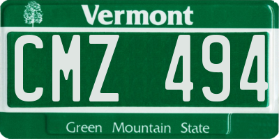 VT license plate CMZ494
