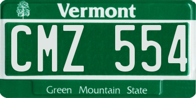 VT license plate CMZ554