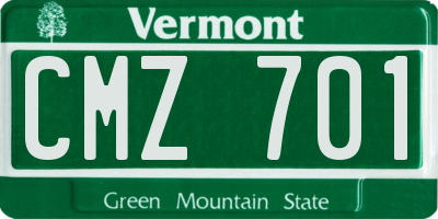 VT license plate CMZ701