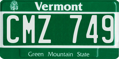 VT license plate CMZ749