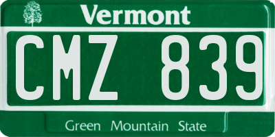 VT license plate CMZ839