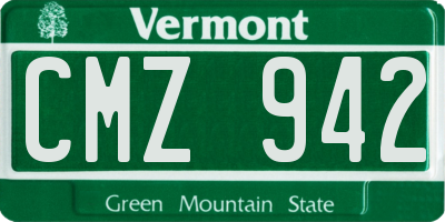 VT license plate CMZ942