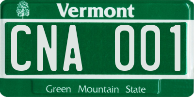VT license plate CNA001