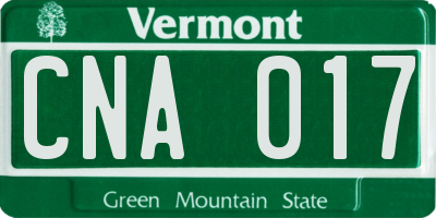 VT license plate CNA017