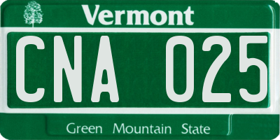 VT license plate CNA025