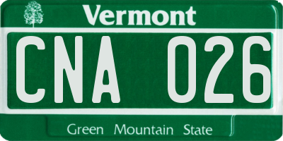 VT license plate CNA026