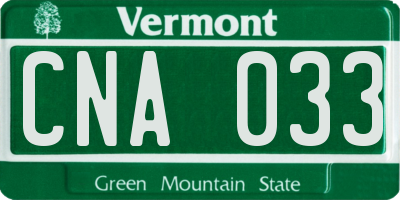 VT license plate CNA033