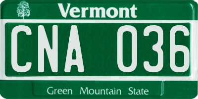 VT license plate CNA036