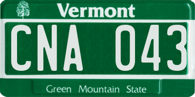 VT license plate CNA043