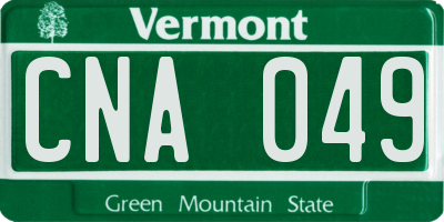 VT license plate CNA049