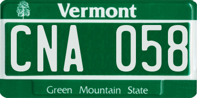 VT license plate CNA058