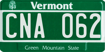 VT license plate CNA062