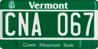 VT license plate CNA067
