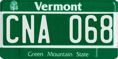 VT license plate CNA068
